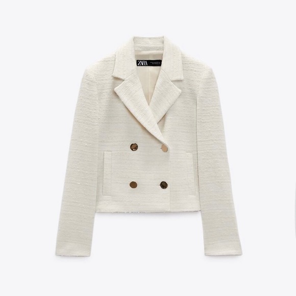 ZARA Short & Structured Blazer in Cream - Picture 1 of 4